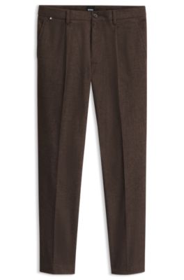 Modern-fit pants in stretch melange fabric, Dark Brown