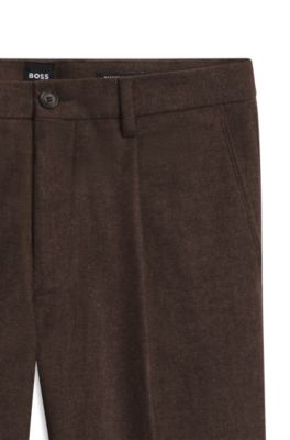 Modern-fit pants in stretch melange fabric, Dark Brown