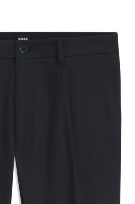 Modern-fit pants in stretch melange fabric, Dark Blue
