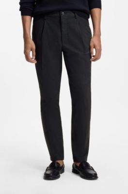 Modern-fit pants in stretch melange fabric, Dark Blue