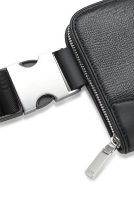 Bolso bandolera con herrajes de plata cepillados, Negro
