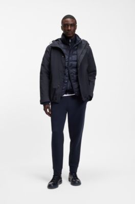 Waterproof and windproof hooded casual jacket, Dark Blue