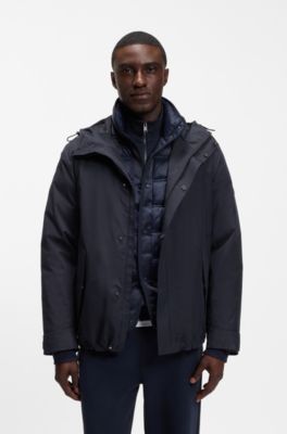Waterproof and windproof hooded casual jacket, Dark Blue