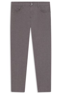 Regular-fit pants in stretch-cotton blend, Dark Brown