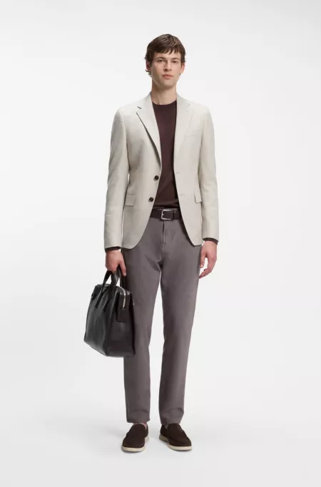 Regular-fit pants in stretch-cotton blend