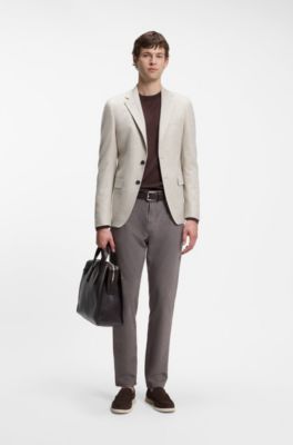Regular-fit pants in stretch-cotton blend, Dark Brown