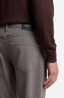 Regular-fit pants in stretch-cotton blend, Dark Brown
