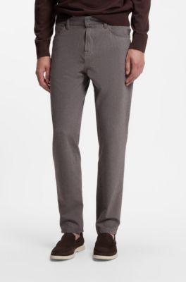 Regular-fit pants in stretch-cotton blend, Dark Brown