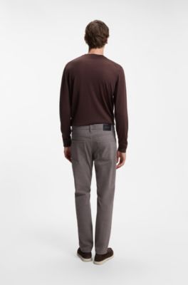 Regular-fit pants in stretch-cotton blend, Dark Brown