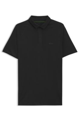 Wool-blend slim-fit polo shirt with concealed placket, Dark Grey