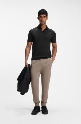 Wool-blend slim-fit polo shirt with concealed placket, Dark Grey
