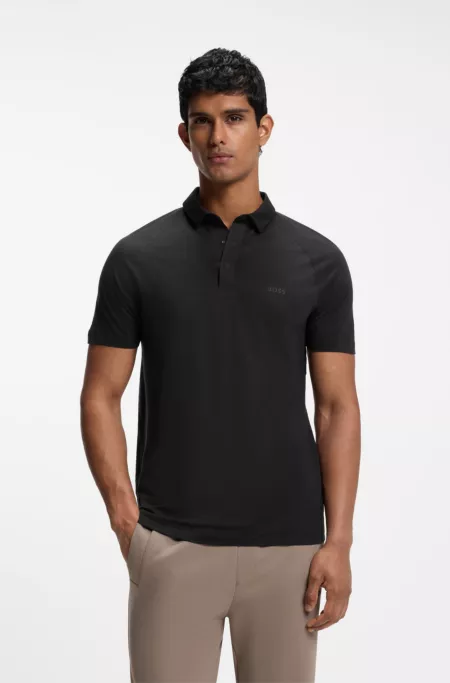 Wool-blend slim-fit polo shirt with concealed placket