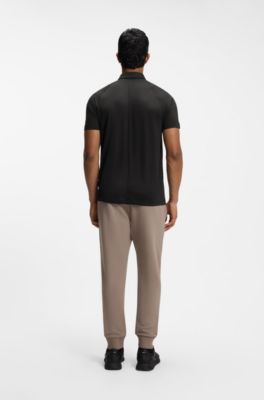 Wool-blend slim-fit polo shirt with concealed placket, Dark Grey