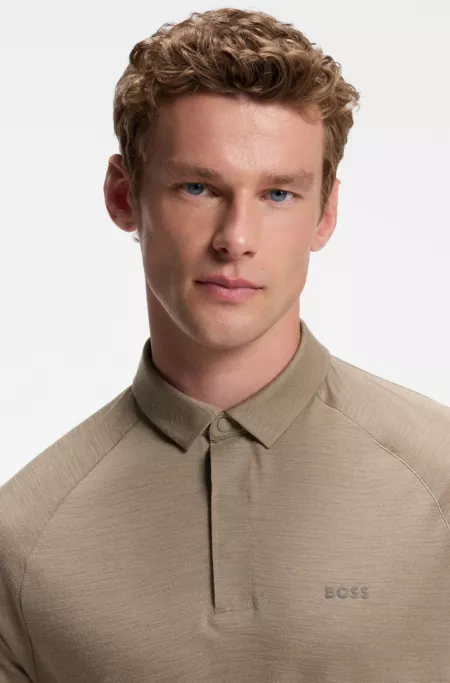 Wool-blend slim-fit polo shirt with concealed placket