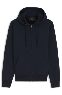 Wool-blend hoodie with premium Alcantara details, Dark Blue
