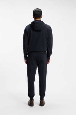 Wool-blend hoodie with premium Alcantara details, Dark Blue