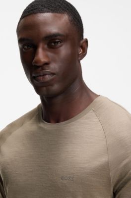 Wool-blend T-shirt with quick-dry performance, Light Brown