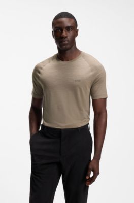 Wool-blend T-shirt with quick-dry performance, Light Brown
