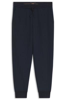 Cotton-wool blend pants with Alcantara details, Dark Blue
