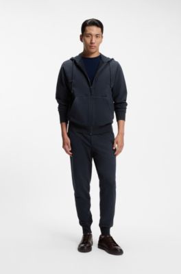 Cotton-wool blend pants with Alcantara details, Dark Blue