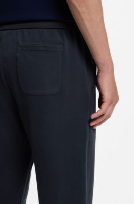 Cotton-wool blend pants with Alcantara details, Dark Blue
