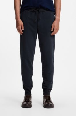 Cotton-wool blend pants with Alcantara details, Dark Blue