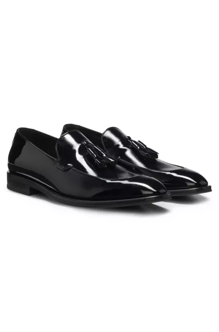 Tassel loafers in patent faux leather