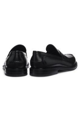 Brush-off leather college loafers made in Italy, Black