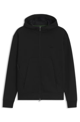 Porsche x BOSS relaxed-fit zip-up hoodie with logo, Black
