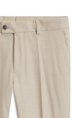 Tapered-fit pants in Italian cotton with cashmere, Light Beige