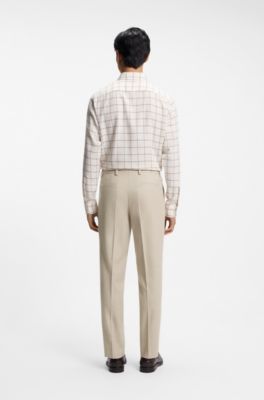 Tapered-fit pants in Italian cotton with cashmere, Light Beige