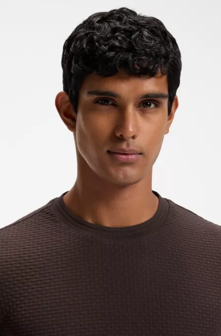 Cotton T-shirt with geometric texture