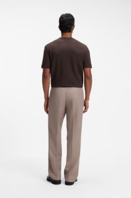 Cotton T-shirt with geometric texture, Dark Brown