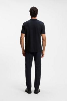 Cotton T-shirt with geometric texture, Dark Blue