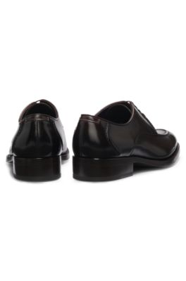 Zapatos Derby de piel cepillada con suela de piel, Marr&oacute;n oscuro