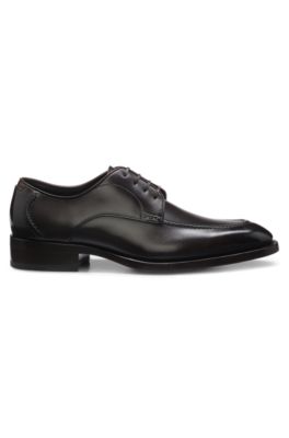 Brushed-leather Derby shoes with leather sole, Dark Brown