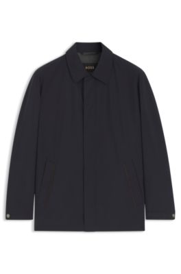 Padded jacket in peached technical fabric, Dark Blue