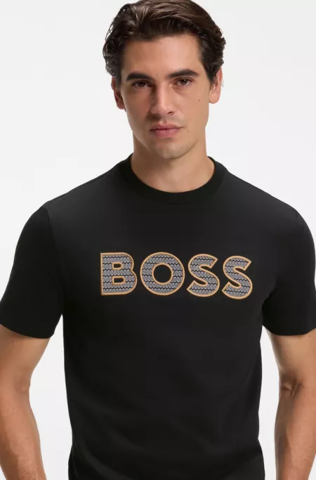 Cotton-jersey T-shirt with logo artwork