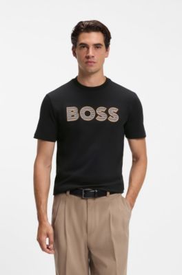 Cotton-jersey T-shirt with logo artwork, Black