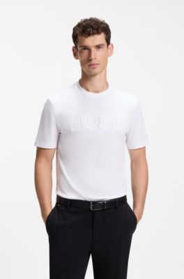 T-shirt en jersey de coton &agrave; logo artistique, Blanc