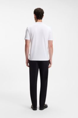 Camiseta de punto de algod&oacute;n con logo de dise&ntilde;o, Blanco