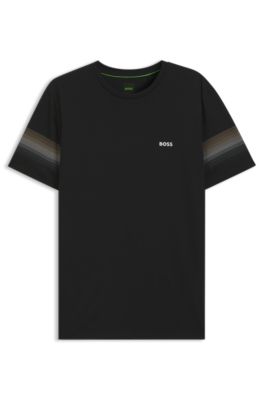 Active T-shirt Slim avec rayures sur les manches, Noir