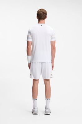 Active T-shirt Slim avec rayures sur les manches, Blanc