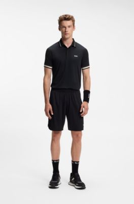Active Polo slim fit con detalles de la marca, Negro