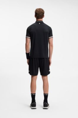 Active Polo slim fit con detalles de la marca, Negro