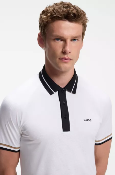 Active slim-fit polo shirt with branded details