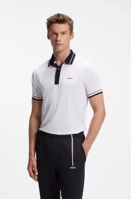 Active slim-fit polo shirt with branded details