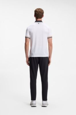 Active slim-fit polo shirt with branded details, White