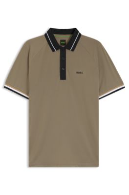 Active slim-fit polo shirt with branded details, Light Green