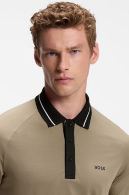 Active slim-fit polo shirt with branded details, Light Green